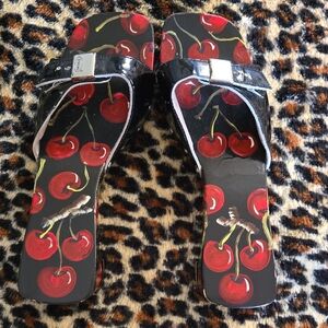 Dr. Scholl's Black Sandals with Cherry Design